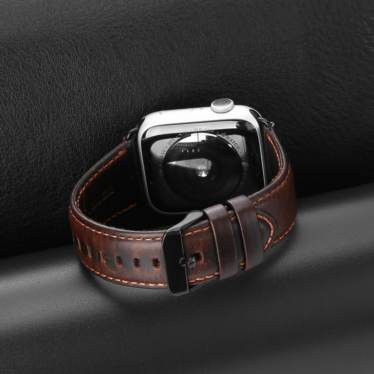 Skorter | For Apple Watch SE 2023 44mm DUX DUCIS Business Genuine Leather Watch Strap (Coffee)