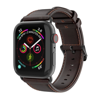 Skorter | For Apple Watch SE 2023 44mm DUX DUCIS Business Genuine Leather Watch Strap (Coffee)