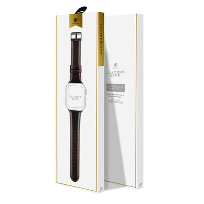 Skorter | For Apple Watch SE 2023 44mm DUX DUCIS Business Genuine Leather Watch Strap (Coffee)