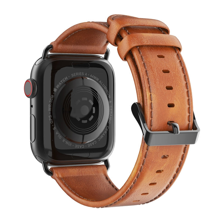 Skorter | For Apple Watch SE 2023 44mm DUX DUCIS Business Genuine Leather Watch Band (Khaki)