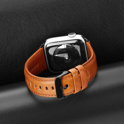 Skorter | For Apple Watch SE 2023 44mm DUX DUCIS Business Genuine Leather Watch Band (Khaki)