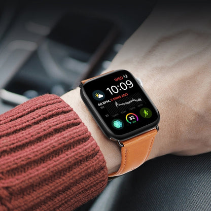 Skorter | For Apple Watch SE 2023 44mm DUX DUCIS Business Genuine Leather Watch Band (Khaki)