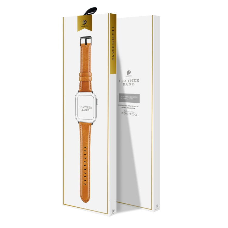 Skorter | For Apple Watch SE 2023 44mm DUX DUCIS Business Genuine Leather Watch Band (Khaki)