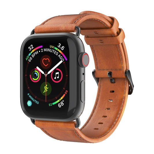 Skorter | For Apple Watch SE 2023 40mm DUX DUCIS Business Genuine Leather Watch Band (Khaki)