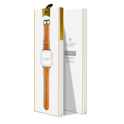 Skorter | For Apple Watch SE 2022 44mm DUX DUCIS Business Genuine Leather Watch Strap (Khaki)