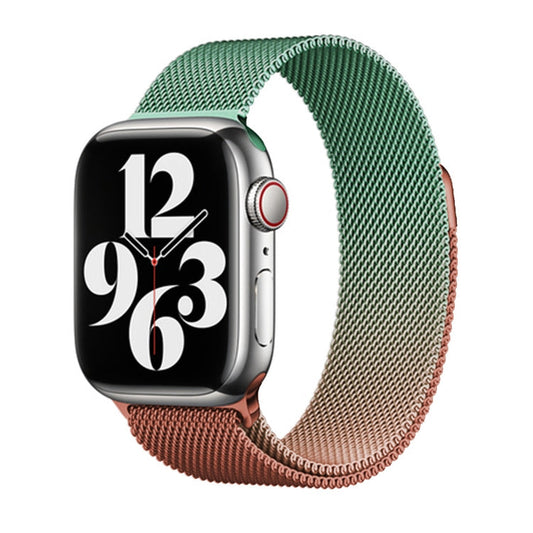 Skorter | For Apple Watch 42mm Milanese Gradient Loop Magnetic Closure Watch Band (Orange Green)