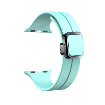 Skorter | For Apple Watch SE 2023 44 mm Magnetic Square Buckle Silicone Watch Band (Sapphire Blue)
