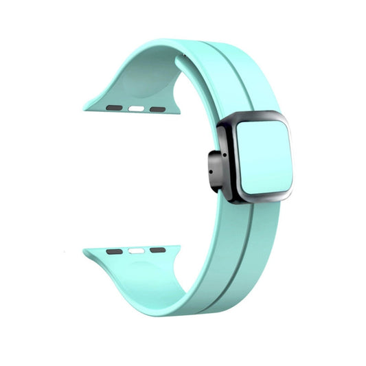 Skorter | For Apple Watch SE 2023 44 mm Magnetic Square Buckle Silicone Watch Band (Sapphire Blue)