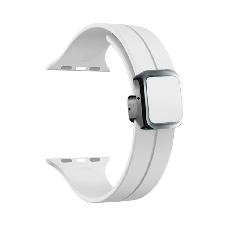 Skorter | For Apple Watch Series 2 38mm Magnetic Square Buckle Silicone Watch Band (White)