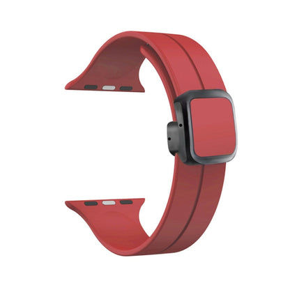 Skorter | For Apple Watch Series 2 38mm Magnetic Square Buckle Silicone Watch Band (Red)