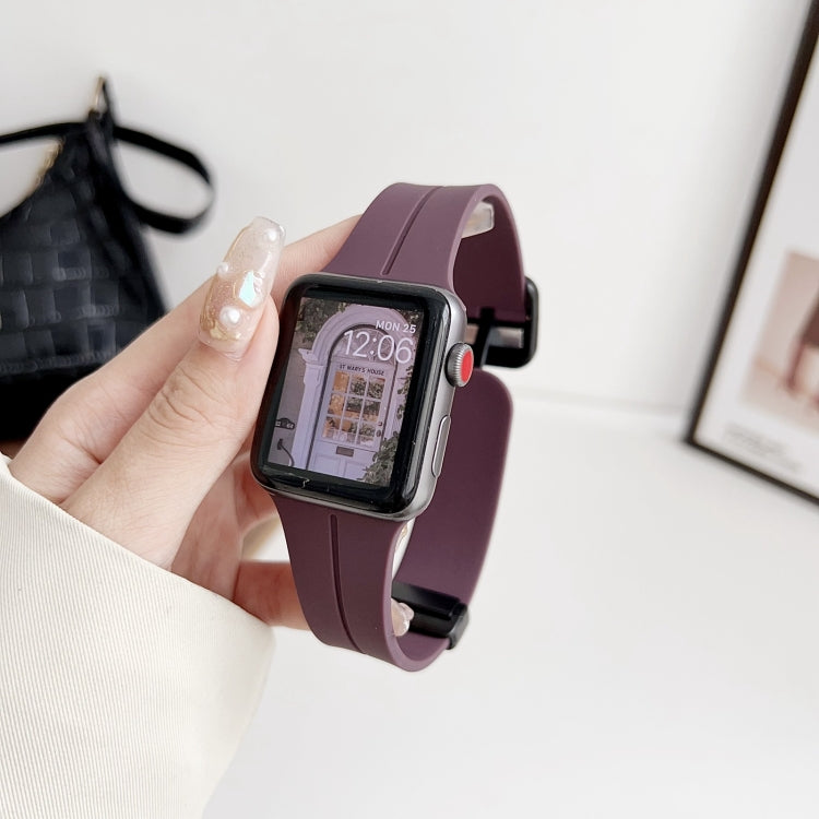 Skorter | For Apple Watch 42mm Magnetic Square Buckle Silicone Watch Band (Fruit Purple)