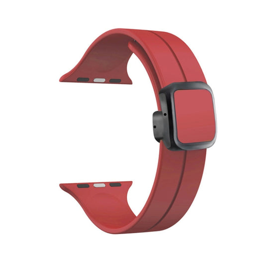 Skorter | For Apple Watch 42mm Magnetic Square Buckle Silicone Band (Red)