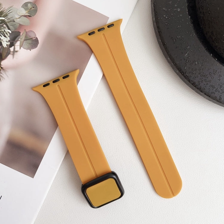 Skorter | For Apple Watch 42mm Magnetic Square Buckle Silicone Watch Band (Yellow)