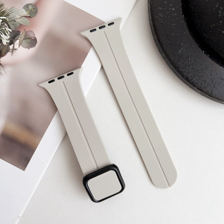 Skorter | For Apple Watch 42mm Magnetic Square Buckle Silicone Watch Band (Starlight)