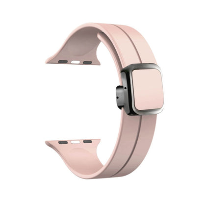 Skorter | For Apple Watch 38mm Magnetic Square Buckle Silicone Strap (Sandpink)