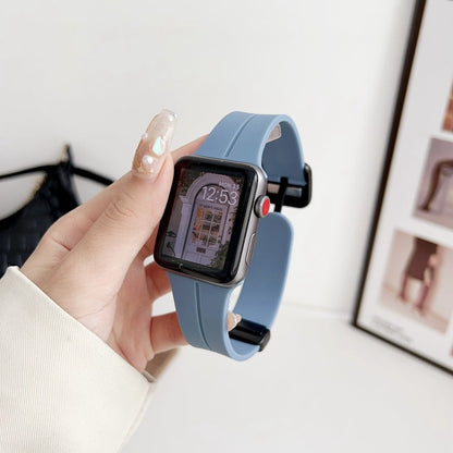 Skorter | For Apple Watch 38mm Magnetic Square Buckle Silicone Strap (Blue)