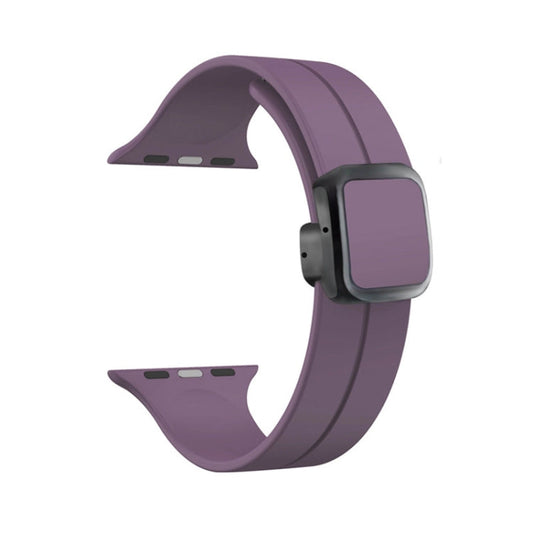 Skorter | For Apple Watch 38 mm Magnetic Square Buckle Silicone Watch Band (Fruit Purple)