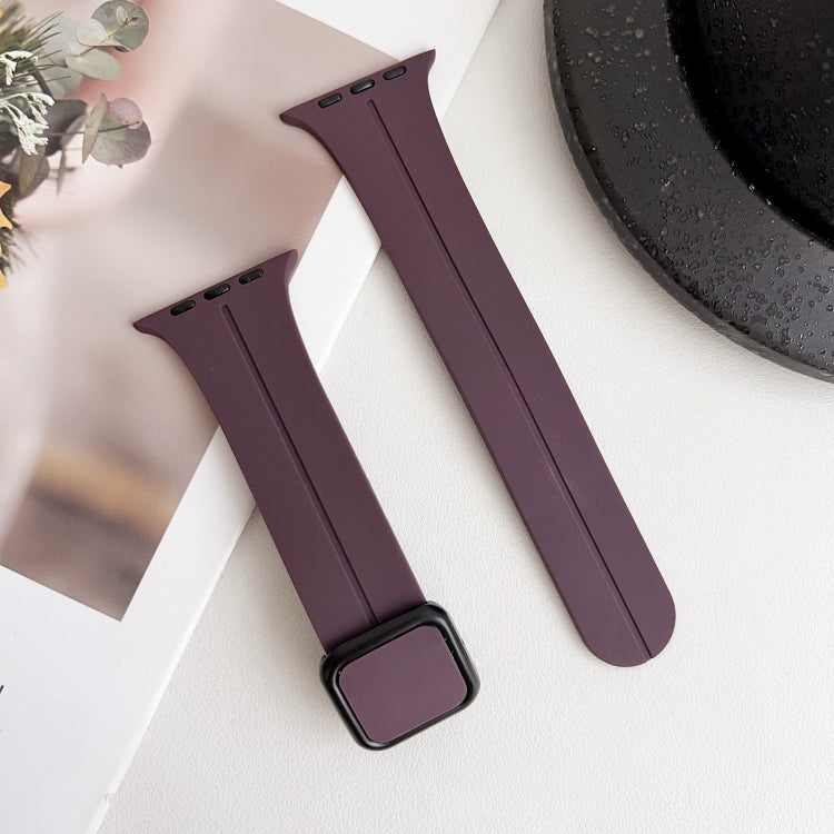 Skorter | For Apple Watch 38 mm Magnetic Square Buckle Silicone Watch Band (Fruit Purple)