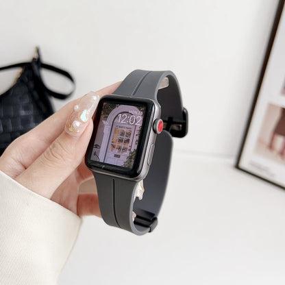 Skorter | For Apple Watch 38mm Magnetic Square Buckle Silicone Watch Band (Dark Gray)