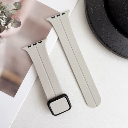 Skorter | For Apple Watch 38mm Magnetic Square Buckle Silicone Watch Strap (Starlight)