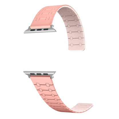Skorter | For Apple Watch SE 2023 44mm Two-Color Loop Magnetic Silicone Watch Band (Peach+Light Pink)
