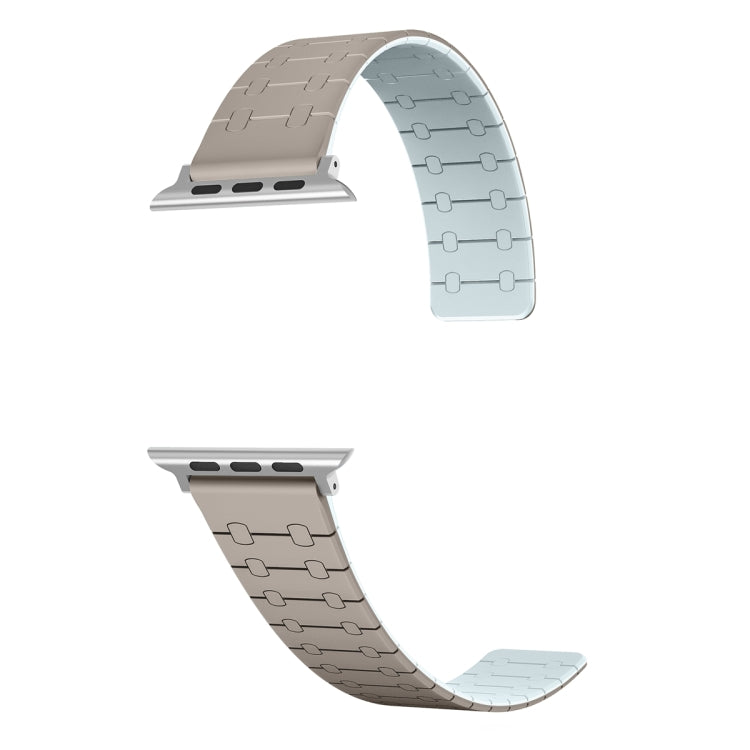 Skorter | For Apple Watch SE 2023 40mm Two-Color Loops Magnetic Silicone Watch Band (Khaki + Light Green)