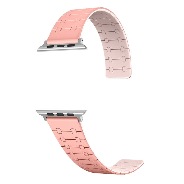 Skorter | For Apple Watch SE 2023 40mm Two-Color Loop Magnetic Silicone Watch Strap (Peach + Light Pink)
