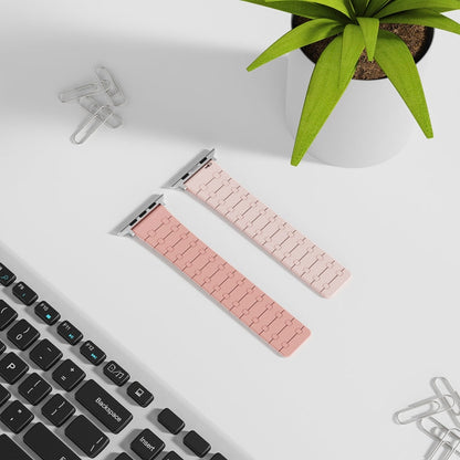 Skorter | For Apple Watch SE 2023 40mm Two-Color Loop Magnetic Silicone Watch Strap (Peach + Light Pink)