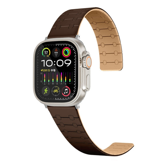 Skorter | For Apple Watch SE 2022 40mm Two-Color Loop Magnetic Silicone Watch Strap (Dark Brown + Light Brown)