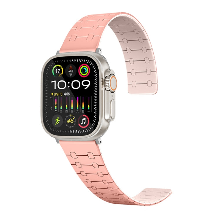 Skorter | For Apple Watch 42mm Two Colors Loop Magnetic Silicone Strap (Peach+Light Pink)