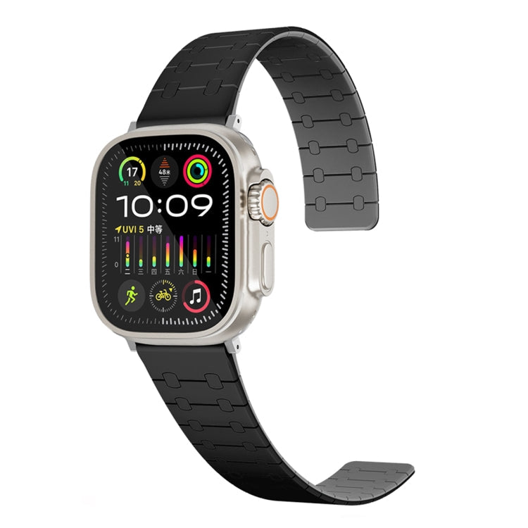 Skorter | For Apple Watch 38 mm Two-Color Loop Magnet Silicone Watch Band (Black+Gray)
