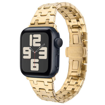 Skorter | For Apple Watch SE 2023 44mm Double T Stainless Steel Watch Band (Gold)