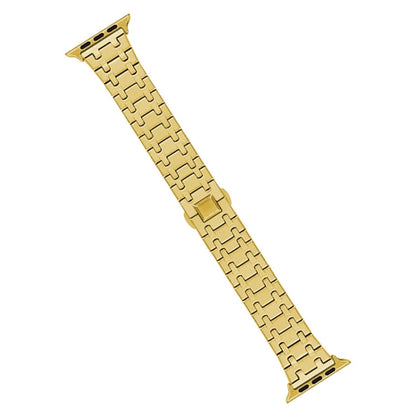 Skorter | For Apple Watch SE 2023 44mm Double T Stainless Steel Watch Band (Gold)