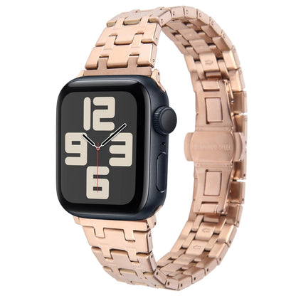 Skorter | For Apple Watch SE 2023 44mm Double T Stainless Steel Bracelet (Rose Gold)