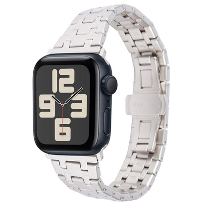 Skorter | For Apple Watch SE 2023 44mm Double-T Stainless Steel Watch Band (Starlight)