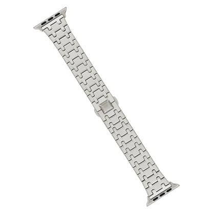 Skorter | For Apple Watch SE 2023 44mm Double-T Stainless Steel Watch Band (Starlight)