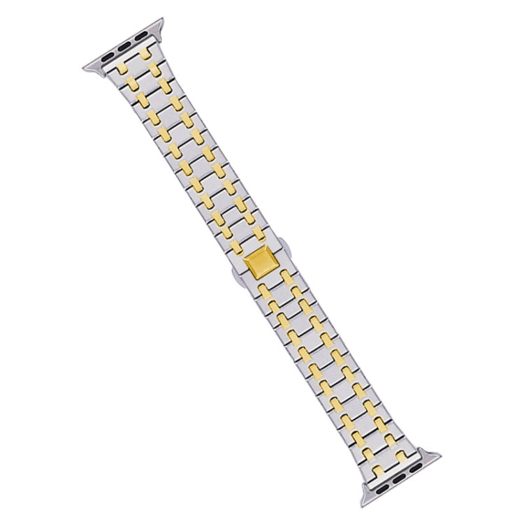 Skorter | For Apple Watch SE 2023 44mm Double T Stainless Steel Bracelet (Silver Gold)