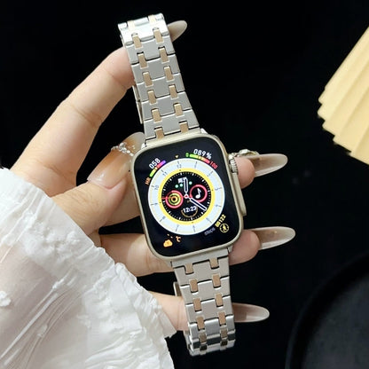 Skorter | For Apple Watch SE 2023 44mm Double-T Stainless Steel Band (Silver Rose Gold)