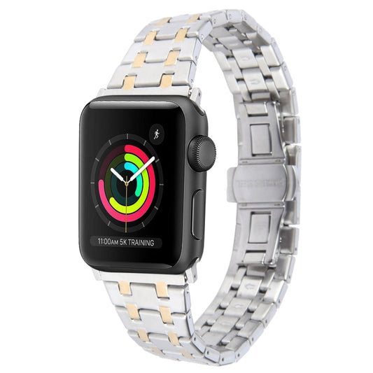 Skorter | For Apple Watch 38mm Double T Stainless Steel Band (Silver Gold)