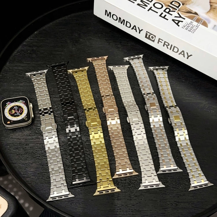 Skorter | For Apple Watch SE 2023 44mm Double T Stainless Steel Watch Band (Gold)