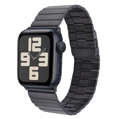 Skorter | For Apple Watch SE 2023 44mm Bamboo Stainless Steel Magnetic Watch Band (Black)