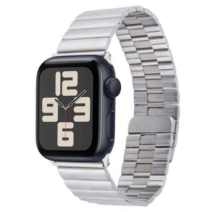Skorter | For Apple Watch SE 2023 44mm Bamboo Stainless Steel Magnetic Watch Band (Silver)