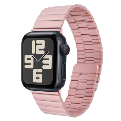 Skorter | For Apple Watch SE 2023 44mm Bamboo Stainless Steel Magnetic Wristwatch (Pink)