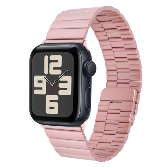 Skorter | For Apple Watch SE 2023 44mm Bamboo Stainless Steel Magnetic Wristwatch (Pink)