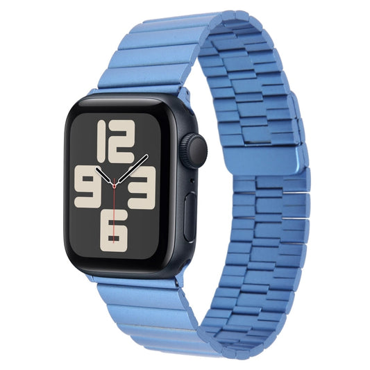Skorter | For Apple Watch SE 2023 44mm Bamboo Stainless Steel Magnetic Wristwatch (Blue)
