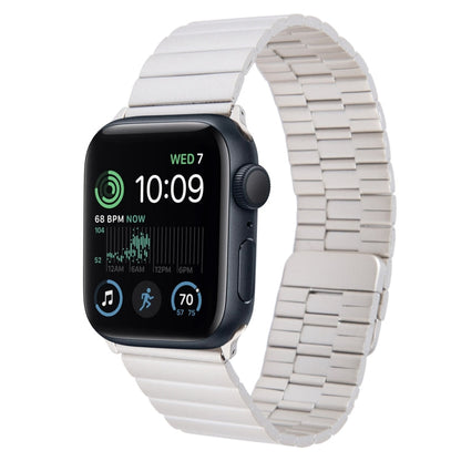 Skorter | For Apple Watch SE 2022 44mm Bamboo Stainless Steel Magnetic Watch Band (Starlight)