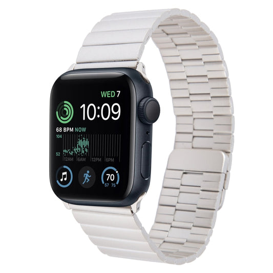 Skorter | For Apple Watch SE 2022 44mm Bamboo Stainless Steel Magnetic Watch Band (Starlight)