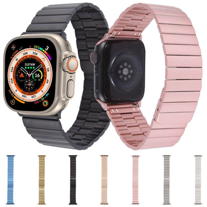 Skorter | For Apple Watch SE 2023 44mm Bamboo Stainless Steel Magnetic Watch Band (Silver)