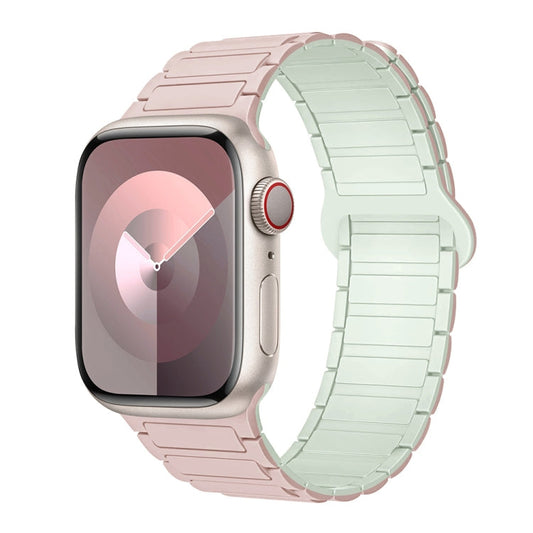 Skorter | For Apple Watch 42mm I-shaped magnetic silicone strap (Pink Mint)