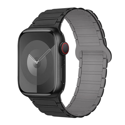 Skorter | For Apple Watch 42mm I-shaped magnetic silicone watch strap (Black Gray)
